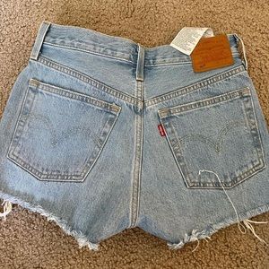 Levi 501’s light wash jean shorts